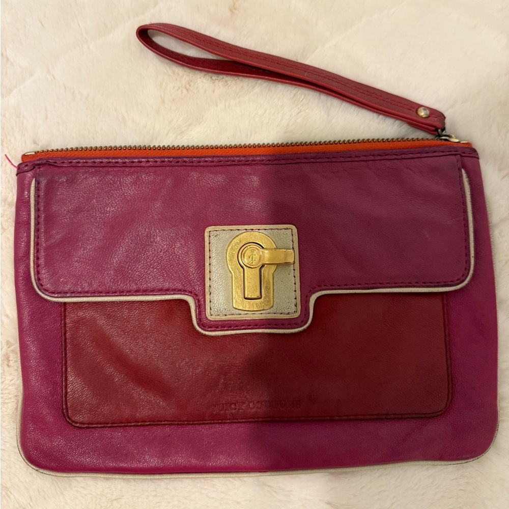 Vintage Y2K Juicy Couture 100% Leather Color Block Wristlet